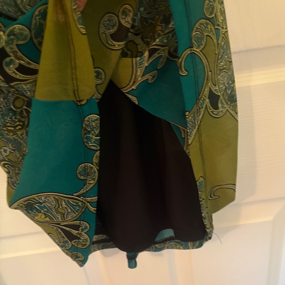 EUC, Apt. 9 Teal and Olive Paisley Print Lined, Sleeveless Dress, Sm. - Picture 6 of 7